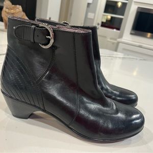 Dansko Black Leather Boots with Buckle, Size 39